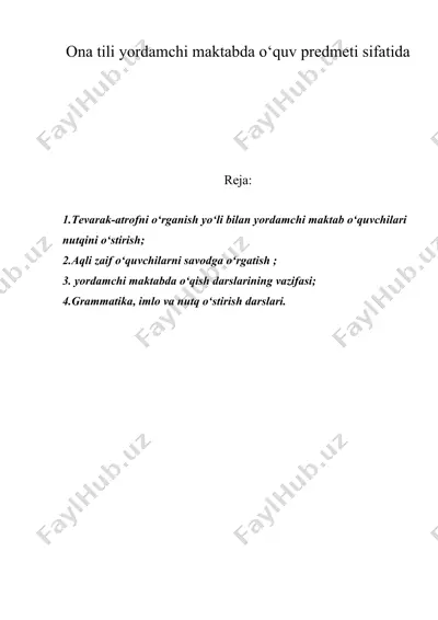 ona tili yordamchi maktabda o‘quv predmeti sifatida — DOC