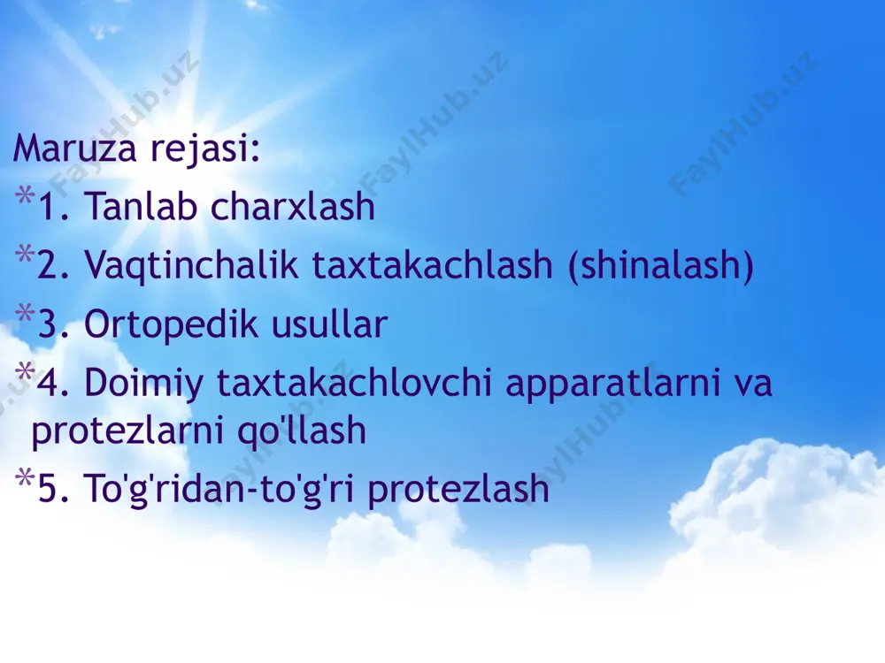 ortadi, chunki bu kasallikda qattiq to'qimalar fiziologik yedirilish jarayoni buziladi. saqlanib qolingan va yedirilmagan molarlar va premolarlar do’boqlari, shuningdek, oldingi tishlarning kesuv qirralari, markaziy, oldingi va lateral oklyuziyalarda bu vaqtdan ilgari kontaktlarning (suprakontaktlar) sababchilari xisoblanadi. jankelson usuli bo’yicha markaziy va odatiy okkluziyadagi vaqtdan ilgari (suprakontaktlar) kontaktlar bartaraf etilishi zarur, chunki ikkala turdagi kontaktlar ham parafunksiyaga sabab bo'lishi mumkin. pastki jag'ning lateral va oldingi artikulyar harakatlari bu usul bilan tuzatilmaydi. tanlab charxlash paytida tish qatorlari vertikal nisbati o'zgarmaydi. muallifning so'zlariga ko'ra, turli chaynash harakatlarida tishlarning bevosita aloqasi bo'lmaydi, u bilvosita oziq luqmasi orqali amalga oshiriladi va tishlar yopiladi, a tishlar esa faqat oziq ishlanishining yakuniy bosqichida markaziy okklyuzia xolatiga keladi. shuning uchun, tanlab charxlash vaqtdan ilgari kontaktlarni (suprakontaktlar) faqat markaziy okklyuziyada yo'q qilishga qaratilgan. tanlab charxlash uchun ko'rsatma : 1.suprakontaktlarda: a) ikkilamchi qisman adentiya bilan tish qatorlari ikkilamchi deformatsiyasi; b) patologik yedirilish; c) tishlarni og’ishi bilan kechadigon parodont kasalliklari, tishlarning o'q …