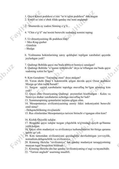 sumeralar tarixi — DOCX