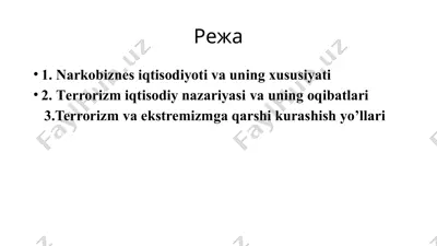 narkobiznes iqtisodiyoti va uning xususiyati — PPTX