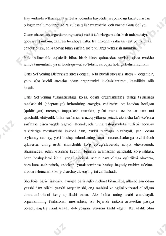 n. 3. organizmning umumiy quvvatini oshirish uchun: glyukoza 40% -20 ml, askorbin kislota -2 ml vena tomiriga, nikotin kislota -1 % - 1 ml, vitaminlar - b1, b2, b6 -1 ml, b12 - 200 mkg muskul orasiga (har biri 10 tadan). jenshen, pantokrin, levzey ichishga (navbat bilan). 4. fizioterapevtik muolajalar: sharko dushi, aylanma dush. psixasteniya. ruhiy buzilishlar bilan kechadigan kasallik holatidir. sababi. qo‘rqish, ruhiy aziyat, giyohvandlik, spirtli ichimliklar, og‘ir kechgan tug‘uruq, o‘smirlik va keksalik davridagi psixik o‘zgarishlar. belgilari. 1.psixozning depressiv kechishida bemorda doim tushkun kayfiyat, harakatsizlik, savolga javob bermaslik, odamlardan o‘zini olib qochish, ishyoqmaslik, vaqtini yolg‘izlikda va to‘shakda o‘tkazish kabilar. 2.psixozning maniakal kechishida tartibsiz harakatlar, ma‘nosiz sergaplik, asossiz kulish va kayfiyatning yuqori bo‘lishi yoki aksincha jahli chiqib baqirish, janjallashish, murosasizlik. tibbiy yordam.1.bemor asab-psixik kasalliklar shifoxonasida yoki psixiatr shifokorining nazoratida uyda davolanishi kerak. 2.tinchlantiruvchi dorilar: nevrasteniyaga o`xshash. og`ir kechishida amitriptilin 1 tabletka yoki 2 ml muskul orasiga. epilepsiya. tutqanoqli tirishish va …