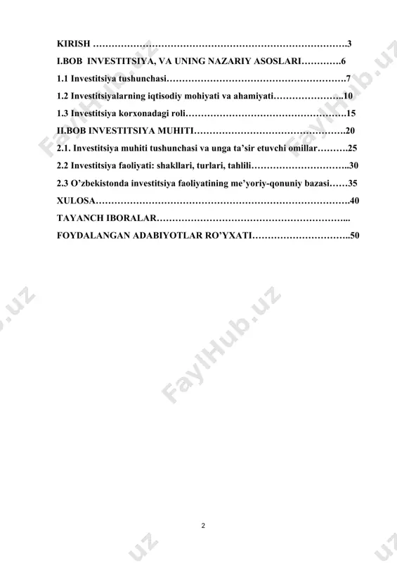 htirilmoqda. iqtisodiyotda tarkibiy o'zgarishlar investitsiya faoliyatiga yangicha yondashishni taqozo etmoqda. bunday yondashuv quyidagi qoidalardan kelib chiqadi: investitsiya jarayonini faollashtirish, investitsiya resurslarini iqtisodiyotning ustivor sohalariga yo'naltirish; investitsiya jarayoniga korxonalar, tashkilotlar, aholi jamg'ar- malarini to'laroq jalb etish va undan respublikaning iqtisodiy- ijtimoiy muammolarini hal qilishda foydalanish; chet el kapitalining kirib kelishi uchun qulay investitsiya muhitini yaratish. investitsiya dasturlarining moliyalashtirish imkoniyatlari markaz- lashgan manbalarning chegaralanganligi uchun kapital mablag'lardan foydalanish yo'nalishiga jiddiy ta'sir ko'rsatmoqda. budjet hisobidan birinchi navbatda ijtimoiy sohani moliyalashtirish uchun foydalanil- moqda. ishlab chiqarishni rivojlantirish avvalo korxona va tashkilot- larning o'z mablag'larini safarbar qilish bank krediti hisobiga amalga oshirilmoqda.investitsiyani moliyalashtirish asosan mamlakatdagi iqtisodiy siyosat, qonunchilik, investitsiyani jalb qilish infratuzilmasining rivoji, darajasi va mamlakatning iqtisodiy ahvoliga bog'liq bo'ladi. investitsiya faoliyatini rivoji uchun mazkur omillarni ilmiy tahlil qilish lozim. bu tahlil mablag'lar yo'nalishining eng maqbul usulini tanlash va kelajakda har bir hududga mos keladigan investitsiya siyosatini belgilash imkoniyatini beradi. iqtisodiy o'sishga erishishda nafaqat investitsiya …