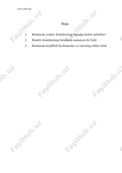 bolalarda reaktiv holat va konfliktli kechinmalar — DOC