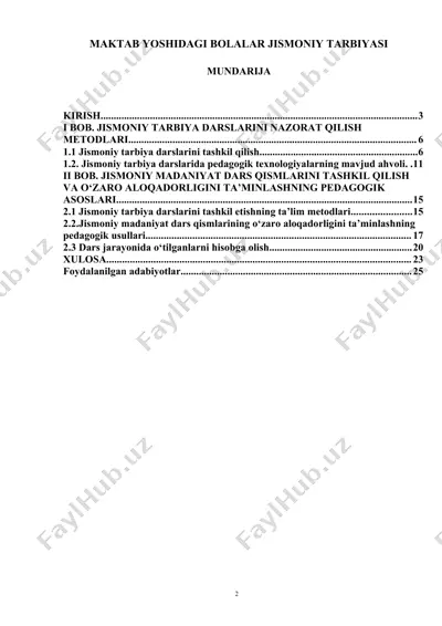maktab yoshidagi bolalar jismoniy tarbiyasi — DOCX