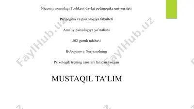 psixologik trening mashg’ulot — PPTX
