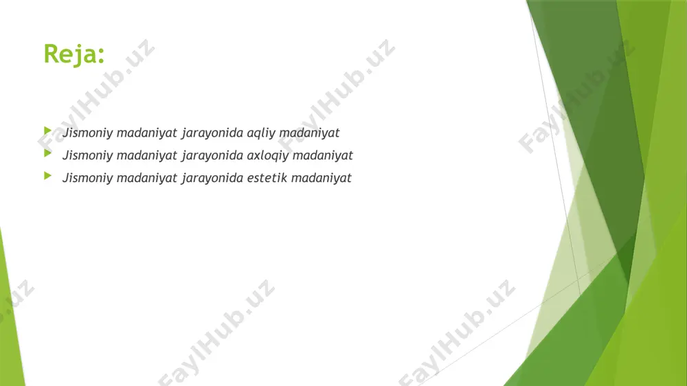 axloqidir. o`zbek sportchisining maxsus axloq normalari yo`qki u mazkur jamiyatning oddiy a`zosi axloqi normalaridan farq qilsa. "sportchining axloqi" degan axloqni tuzishga urinish bu bizning shark xalklari axloq normalaridan uzoq lashishga olib kelar edi. biz qisqa fikrli, tor uyli sportchini tayyorlamasligimiz, bakuvvat, faqat yaxshi xazm qilish organlariga ega bo`lganlarni emas, fikrlash doirasi keng, ma`naviy boy, kirishuvchan, yaxshi tashqilotchi bo`la oladigan individni madaniyatlashni nazarda tutmogimiz lozim. bu fikrlar ayniqsa navkiron mamlakatimiz yoshlari uchun taaluklidir. sportda birlik va umumiylik yagona qonuniy xususiyatdir. ushbu xususiyat jamoada gavdalanadi. jamiyat jismoniy madaniyati tarixi millat va jamoaning kuchini ifodalaydi. jismoniy madaniyat jarayonida estetik madaniyatning ayrim vazifalari xal qilinadi va yulga qo`yiladi: 1.muomala estetikasini madaniyatlash. gimnastika bilan shug`ullanish, sport, uyinlar, turizm, yuqorida bayon etilganidek, insonning barcha sifat tomonlarini namoyon qiladi. sportchilarning yurish-turishi sport hayotiy jaryoni va undan tashqarida xavas kilgudekdir. chunki uning asosida shark xalklari axloq normalari yotadi. yomon muomala estetikaga zid deb baxo beriladi. 2.inson gavdasi to`zilishining …