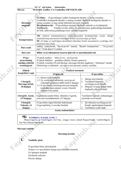55-dars. listbox va combobox ob'yektlari — DOCX