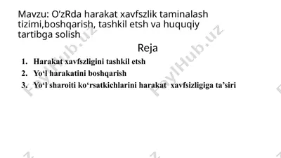 o’zrda harakat xavfsizligini ta’minlash tizimi — PPTX