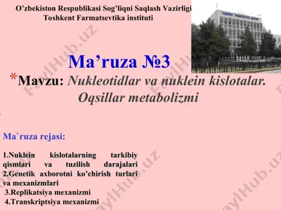 nukleotidlar va nuklein kislotalar. oqsillar metabolizmi — PPT