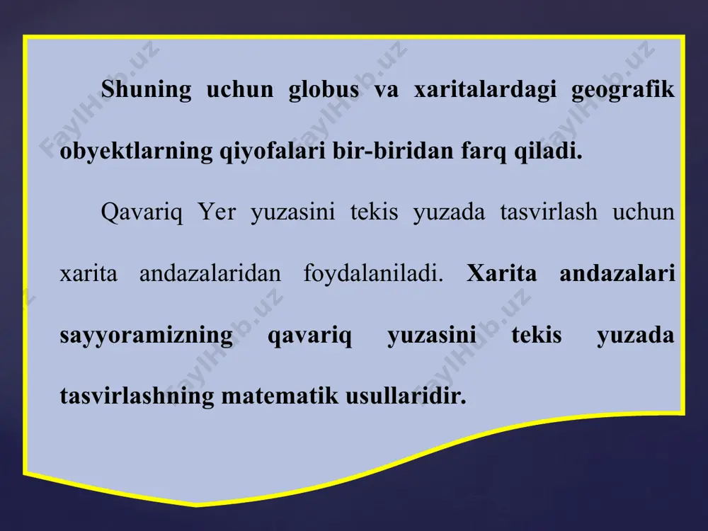 geografik xaritalar. xarita andazalari (proyeksi-yalari) haqida tushuncha 7-sinf - Page 5