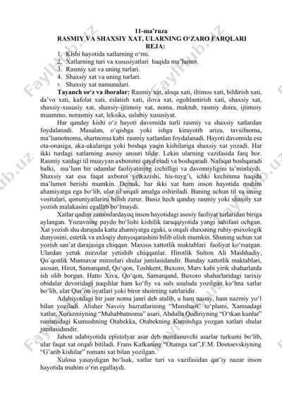 xatlar haqida ma'lumotlar — DOCX