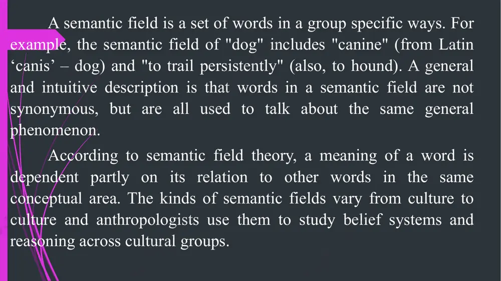 rd as a linguistic unit, i.e. recurrent in all the forms of this word and reflecting features and characteristics of objects and phenomena. polysemy is the linguistic phenomenon when a word has more than one meaning, resulting in semantic structure consisting of a number of lexicosemantic variants. lexico-semantic variant of the word is every meaning of a polysemantic word with reference to what it denotes in the extra-linguistic world (referential meaning) and with respect to the other meanings with which it is contrasted in the semantic structure (differential meaning). the lexical meaning is a complex phenomenon and may be analysed as including denotational and connotational components. the denotational meaning is the component of the lexical meaning which makes communication possible because the knowledge people have about things is ultimately embodied in words which have essentially the same meaning for all speakers of that language. the connotational meaning reflects the stylistic …