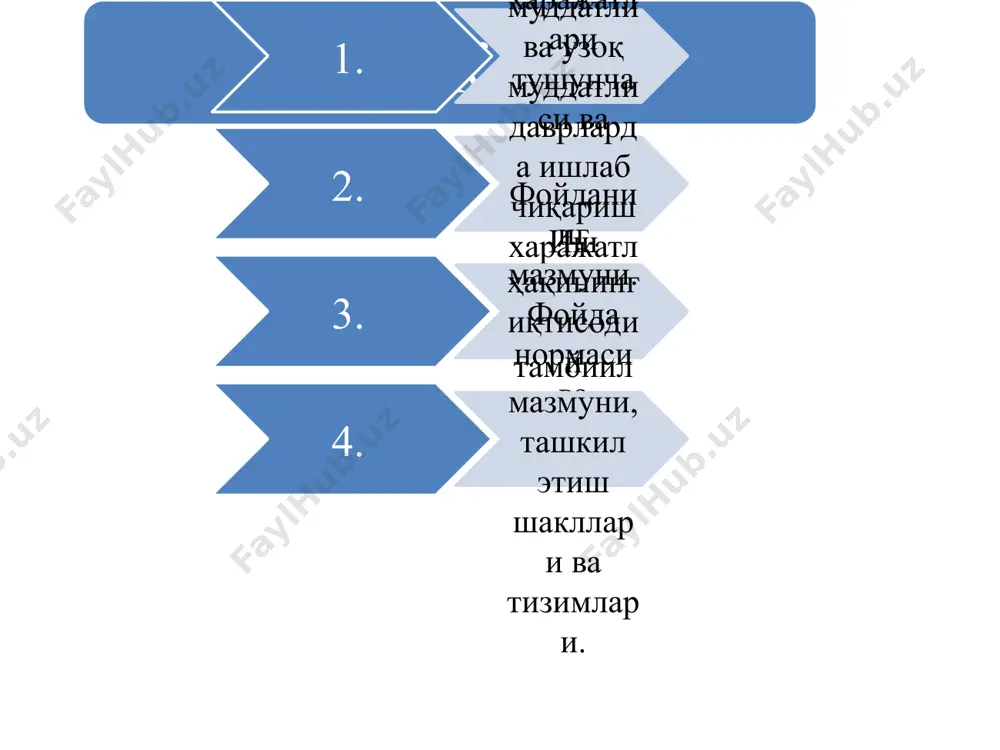 hyo xarajatlari yonilg'i-energiya xarajatlari transport-aloqa xizmati xarajatlari asosiy kapital amortizatsiyasi ijara haqi qarz pul mablag'lari va foizlari bank xizmati xarajatlari me'yordagi foyda ishlab chiqarish hajmining o'zgarishiga ta'siriga ko'ra xarajatlarning turkumlanishi umumiy xarajatlar doimiy xarajatlar o'zgaruvchi xarajatlar korxona to'lov majburiyatlari xomashyo soliqlar materiallar amortizatsiya ajratmalari yonilg'i ijara haqi transport xizmati qo'riqlash xizmati xarajatlari ishchilar ish haqi va shu kabilar uchun xarajatlar boshqaruv xodimlari maoshi va h.k. doimiy, o'zgaruvchi va umumiy (yalpi) xarajatlarning grafikdagi tasviri o'rtacha doimiy xarajatlar doimiy xarajatlarning ishlab chiqarilgan mahsulot miqdoriga nisbati bilan aniqlanadi: o'rtacha umumiy xarajatlar umumiy xarajatlarning ishlab chiqarilgan mahsulot miqdoriga nisbati bilan aniqlanadi: o'rtacha o'zgaruvchi xarajatlar o'zgaruvchi xarajatlarni ishlab chiqarilgan mahsulot miqdoriga nisbati bilan aniqlanadi: o'rtacha umumiy, doimiy va o'zgaruvchi xarajatlarning egri chiziqlardagi ko'rinishi uzoq muddatli davr – bu korxonaning ishlab chiqarish quvvatlarini va barcha band bo'lgan resurslari miqdorini o'zgartirish uchun etarli bo'lgan davrdir. marjinalist samaraning kamayib borishi qonuni ma'lum davrdan boshlab korxonaning ishlab chiqarish quvvatlariga …