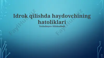 idrok qilishda haydovchining hatoliklari — PPTX