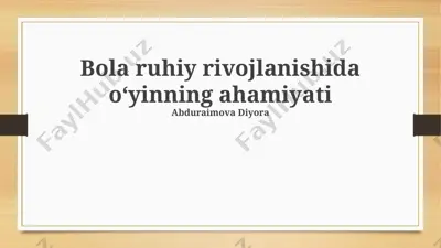 o'yin orqali ijodkorlikni rivojlantirish — PPTX