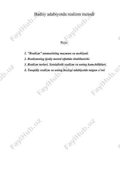 bаdiiy аdаbiyotdа rеаlizm mеtоdi — DOC