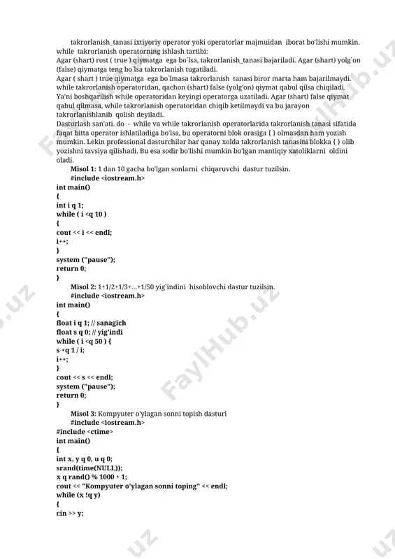 tsiklik. parametrli tsiklik, shartli tsiklik. - Page 3