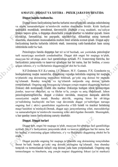 diqqat va xotira - psixik jarayon sifatida — PDF