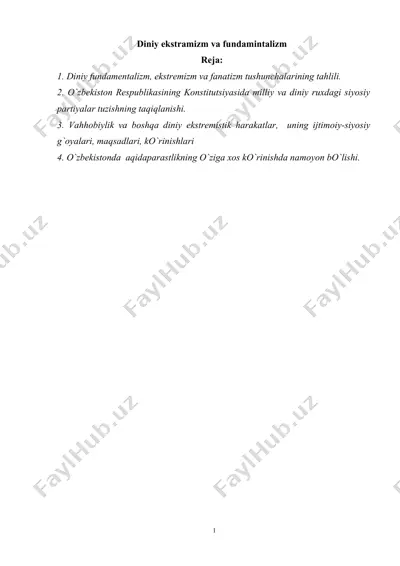 diniy ekstramizm va fundamintalizm — DOCX