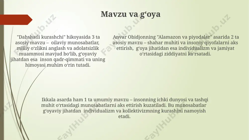 anvar obidjonning "alamazon va piyodalar" va "dahshatli kurashchi" asarlari tahlili - Page 5
