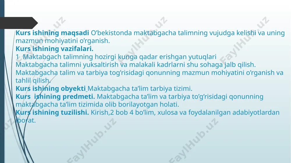 kurs ishi "maktabgacha tarbiyani tashkil etish" - Page 2