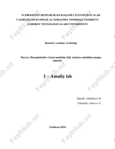 dasturiy vositalar xavfsizligi — DOCX