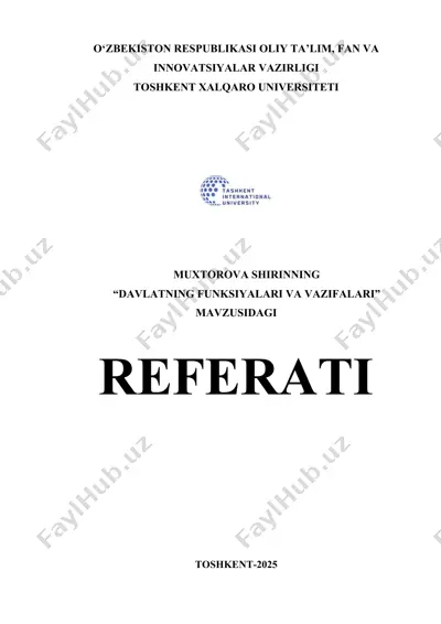 "davlatning funksiyalari va vazifalari" — DOCX