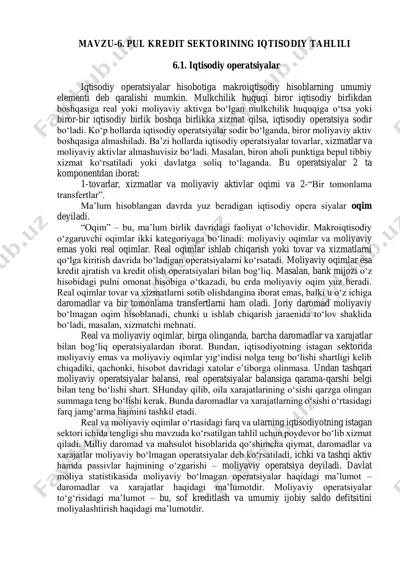iqtisodiy operatsiyalar hisoboti tahlili — PDF