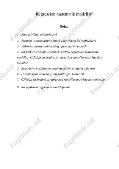 regression matematik modellar — DOC