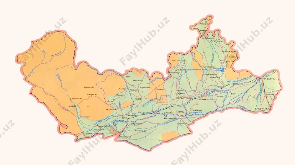h materiallari, yengil va oziq-ovqat. xo‘jaligi namangan viloyatida ham obikor dehqonchilik ustun turadi. viloyat hududida ko‘plab sug‘orish inshootlari - shimoliy farg‘ona, oxunboboyev nomli, chust, chortog‘soy kanallari va boshqalar qurilgan. irrigatsiyaning rivojlanishi obikor yerlarni kengaytirish va melioratsiya holatini yaxshilash imkonini berdi. ekin maydonlarining asosiy qismiga paxta va g‘alla ekiladi. pop va chust tumanlaridagi yaylovlarda qo‘y va echki ko‘p boqiladi. qoramol hamma dehqonchilik tumanlarida boqiladi. yaylovlar yetishmaganidan ko‘pgina xo‘jaliklar mollarni yozda tog‘ yaylovlariga haydab boradilar. pillachilik paxtachilik bilan birga rivojlantirilmoqda. sanoati sanoat, asosan, yengil va oziq-ovqat korxonalari hamda mashinasozlikdan iborat. sanoat korxonalarining asosiy qismi namangan sanoat tugunida joylashgan. temiryo‘l, avtomobil transporti yaxshi rivojlangan. 2018-yili viloyatning ijtimoiy-iqtisodiy rivojlanishini jadallashtirish maqsadida chust tumani hududida «namangan» erkin iqtisodiy zonasi tashkil etildi. namangan shaharlari. namangan viloyatning ma'muriy, iqtisodiy va madaniy markazidir. shahar namangansoy bo‘yida joylashgan. u viloyat sanoati mahsulotining katta qismini beradi. shaharda shoyi fabrikasi va kostumbop gazlamalar kombinati, elektrotexnika zavodi, sun’iy tola zavodi, ikkita paxta …