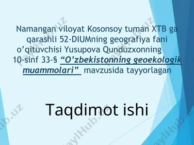 o'zbekistonning geoekologik muammolari — PPT