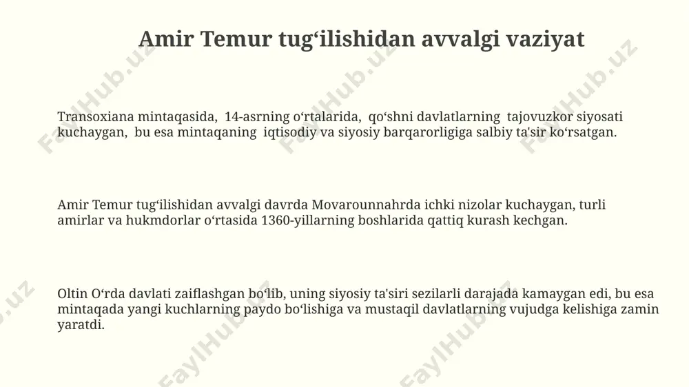 r qismini o'z ichiga olgan holda, yuzlab yillar davomida davlat tuzilmalarini va turli xalqlarni birlashtirdi. e'tiboringiz uchun rahmat @taqdimot_robot