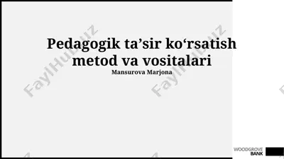 pedagogik taʼsir koʻrsatish metod va vositalari — PPTX