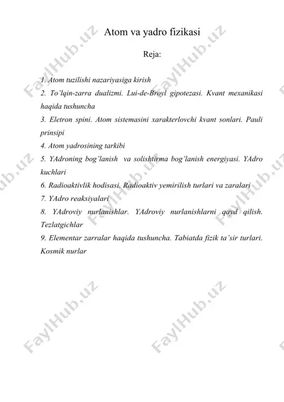 atom va yadro fizikasi — DOCX