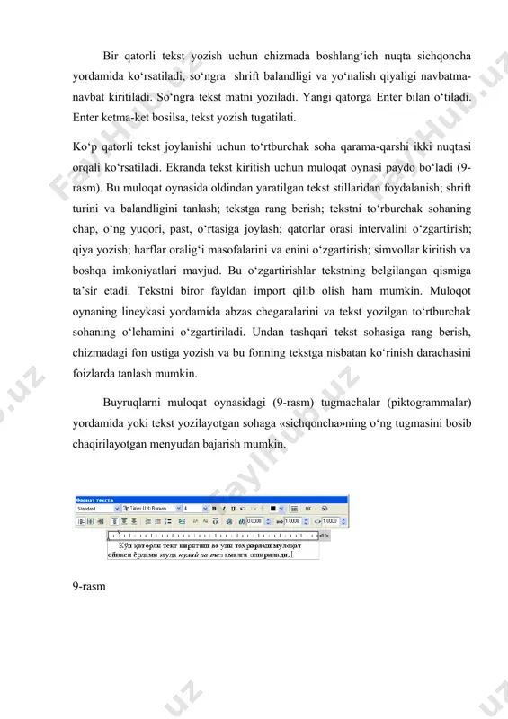 y. - 256 bet. 5. ibragimov x.m. kompyuter grafikasi asoslari (ma’ruzalar matni). samarqand, 2008 y. -105 bet.