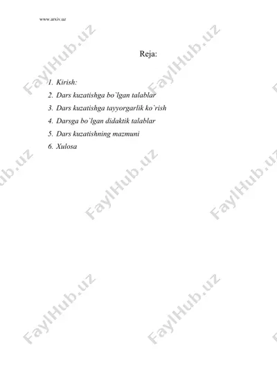 dars kuzatish va tahlil qilish usullari — DOC