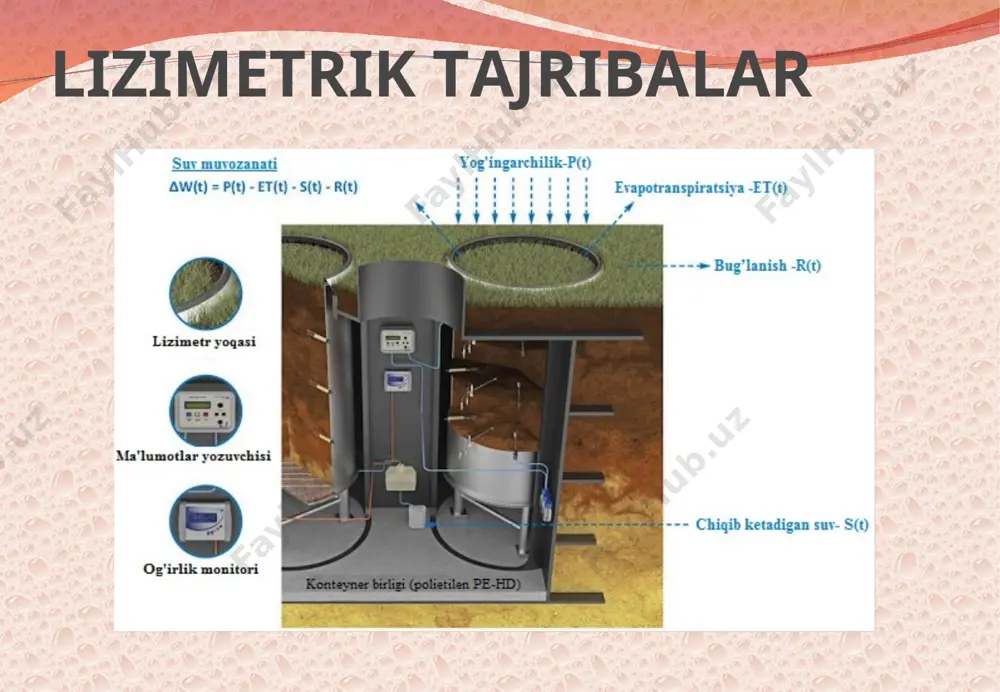 ‘shgan buyuk olimlar. tajriba mavzusini chuqur o‘rganish, moddiy-texnik bazani yaratish. o‘simliklar oziqlanishi muammolarini tajriba yo‘li bilan aniqlashga birinchilardan bo‘lib gollandiyalik olim yan batist van-gelmont 1629 yilda kirishdi. u besh yil davomida boshlang‘ich og‘irligi ma’lum bo‘lgan tol niholini ma’lum og‘irlikda (200 funt) tuproq joylashtirilgan idishda, faqatgina yomg‘ir suvi bilan sug‘orib, tajriba o‘tkazdi. besh yildan keyin niholning og‘irligi qarayib 33 barobar oshgani holda (164 funt 2 unsiya) idishdagi tuproqning massasi atigi 2 unsiyaga kamayganligini aniqladi va o‘simliklarni oziqlanishi uchun faqatgina suvning o‘zi etarlidir degan xulosaga keldi. chiqarilgan xulosa noto‘g‘ri bo‘lsa ham, mazkur tajriba to‘g‘ri amalga oshirilgan birinchi analitik tajriba sifatida katta amaliy ahamiyatga egadir. 1661 yilda robert boyl shu tajribani oshqovoq o‘simligi ustida amalga oshirdi va van-gelmontning o‘simliklar “suv bilan oziqlanadi” degan nazariyasini tasdiqladi. o‘simliklarni sun’iy muhitda yetishtirish masalasi birinchi bo‘lib 1842 yiilda vigman va polstroflar tomonidan izohlangan. ular platinadan yasalgan idishga platina sim qiyqimlarini joylashtirib, urug‘ ekdilar va distillangan suv bilan …