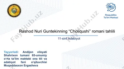 rashod nuri guntekinning “choliqushi” romani tahlili — PPTX