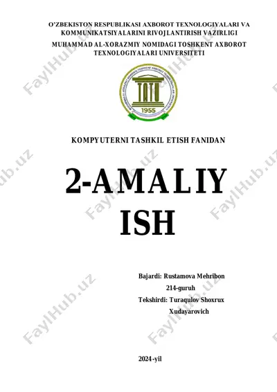 kompyuterni tashkil etish fanidan 2-amaliy ish — PDF