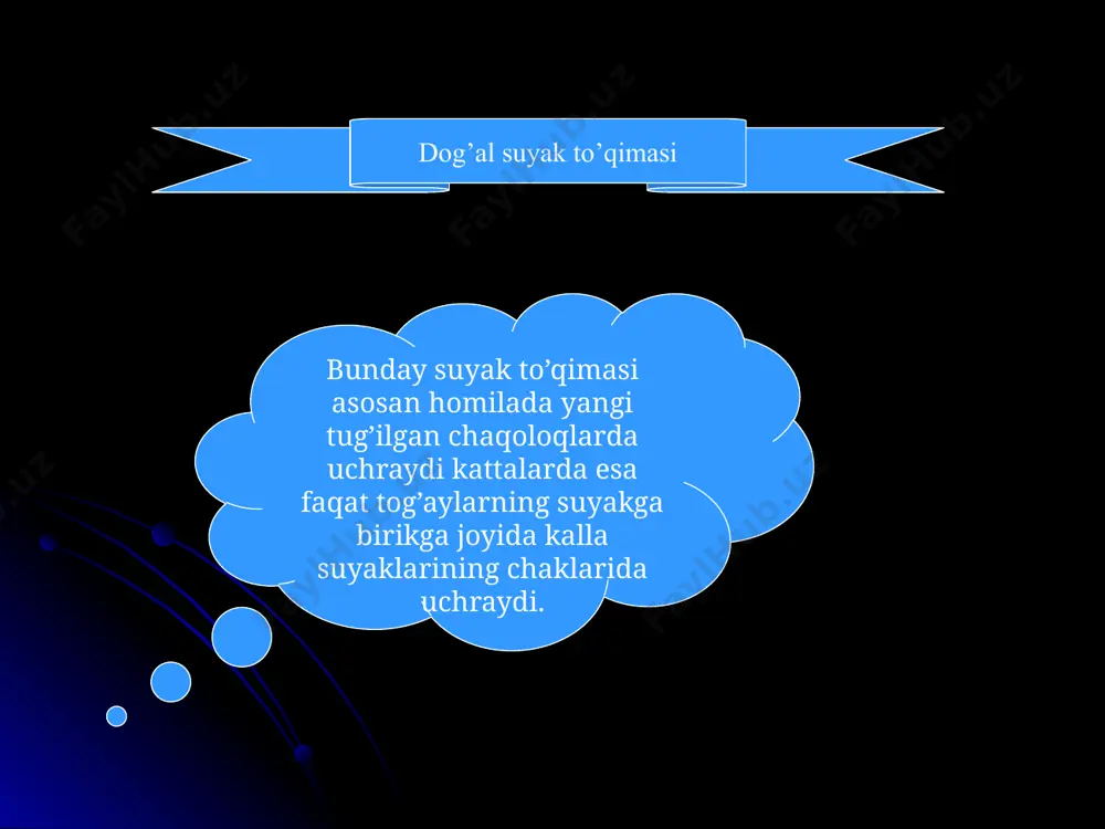 a hosil qiladi. shu bilan bir vaqtda ular oraliida oshlanich hujay-ralararo modda ham yiila boshlaydi. shu moddadan keyinchalik tabaqalanish jarayoni natijasida kollagen tolachalar hosil bo’lib, ularning zichlashib qattiqlashishi oqibatida suyak plastinkalari hosil bo’ladi. image1.jpeg image2.jpeg image3.jpeg image4.jpeg image5.jpeg image6.jpeg image7.jpeg image8.jpeg image9.jpeg image10.jpeg image11.jpeg image12.jpeg image13.jpeg image14.jpeg