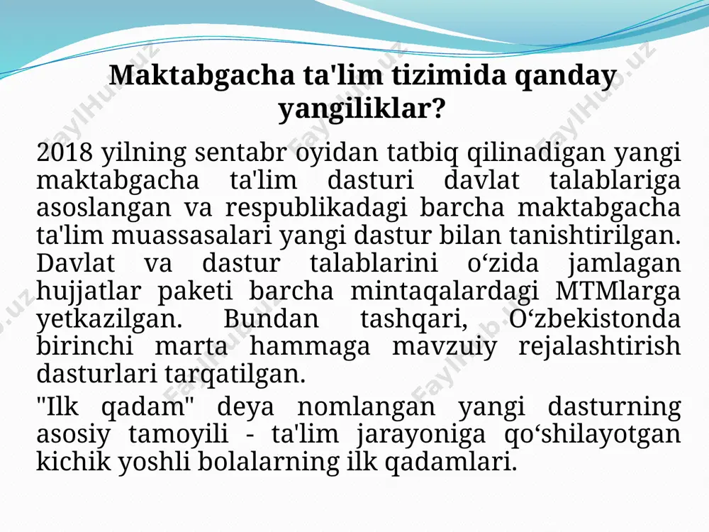 hunday bo‘ladi. albatta, hozircha bolalar bog‘chalari yetishmasligi muammosi bor. mtm binolarini qurish, rekonstruksiya qilish borasida katta sa'y-harakatlar boshlangan. 2019 yilning investitsion dasturidan kapital ta'mirlov umuman olib tashlangan. zero mtv faqat yangi qurilish va rekonstruksiyagina barcha bolalarni mtmlarga qamrab olish imkonini beradi, deb hisoblaydi. prezidentning 3651-sonli qaroriga muvofiq, o‘zbekistonda birinchi marta mtv tomonidan davlat-xususiy sektor hamkorligi (dxsh)ga doir qoidalar ishlab chiqildi. unda dxshning 10 modeli ko‘rsatilgan bo‘lib, ishbilarmonlar ularga jalb qilingan. qarorda bunday ishbilarmonlar uchun imtiyoz va preferensiyalar belgilab berilgan. bugunga kelib dxsh bo‘yicha 741 shartnoma ro‘yxatdan o‘tkazilgan, 100 mln dollar (taxminan 780 mlrd so‘m) ajratilgan. yangi qurilish, rekonstruksiya, davlat va xususiy sektor hamkorligi maktabgacha ta'lim muassasalarida yaxshi ish haqi to‘lanmasa, bu kasbga qiziqish bo‘lmaydi, albatta. shu kunga qadar qanchadan-qancha tajribali, yaxshi kadrlar past ish haqi sabab bu kasbni tark etgan. shu bois joriy yilning mart oyida prezidentning pedagoglarning maoshini oshirishga doir qarori chiqqan. agrippina shinning so‘zlariga ko‘ra, o‘tgan 27 yil …