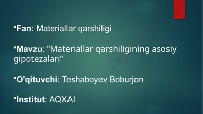 materiallar qarshiligi — PPTX
