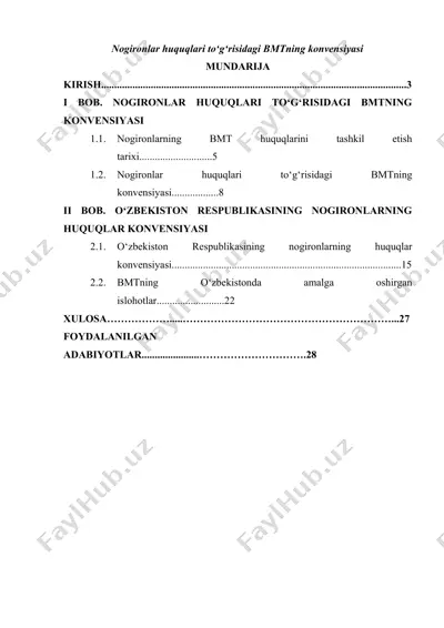 kurs ishi: nogironlar huquqlari to‘g‘risidagi bmtning konvensiyasi — DOCX
