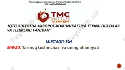 tarmoq tushinchasi va uning ahamiyati — PPTX