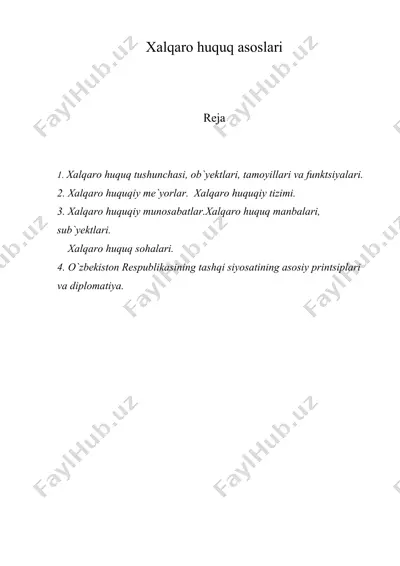 хаlqаrо huquq аsоslаri — DOC