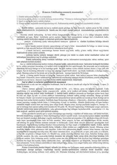 estetikaning zamonaviy muammolari — PDF