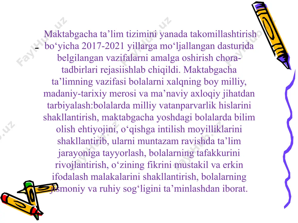 amoyon bo’ladi va mashq qildiriladi. hamma vaqt va hamma sharoitda yaxshi gapirish uchun nafaqat gapirishni bilish, balki omma oldida, notanish tinglovchilardan uyalmasdan gapira olishga odatlanish talab qilinadi. boy ichki dunyo egalari, nutqni mukammal egallagan, ammo shu qadar uyatchan, o’ziga ishonmaydigan, omma oldida nutq so’zlashga odatlanmagan kishilar uchraydiki, ikki-uchta notanish kishining borligi ularning lom-mim deyolmay qolishiga sabab bo’ladi. bunga qarshi kurashish, bolalarda o’zi va o’z kuchiga ishonchni rivojlantirish zarur. omma oldida nutq so’zlash odatini insonda kichik yoshdan notanish auditoriya oldida nutq so’zlashga o’rgatish yo’li bilan shakllantirish mumkin. buni teatrlashtirilgan faoliyatda ajoyib tarzda amalga oshirish mumkin. bola m.t.t.dayoq umum (ko’pchilikning) ishida qatnashayotganini anglab yetishi, ularning xatti-harakati hammada qiziqish uyg’otayotgani, bundan boshqalar manfaatdor ekani, ular hammani qiziqtirishi mumkin va kerak bo’lgan harakatlarni amalga oshirayotganini tushunib yetishi juda muhim. kichik sahnalarni o’ynab, boshqa qiyofalarga kirib, bolalar nutqini sayqallashtiradi, ularda o’ziga ishonch, topqirlik rivojlanadi, ijod uchun imkoniyatlar ochiladi. savollar; 1.teatr bola tarbiyasida qanday ahamiyatga ega? …