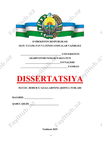 bobur g‘azallarining qofiya turlari — DOCX