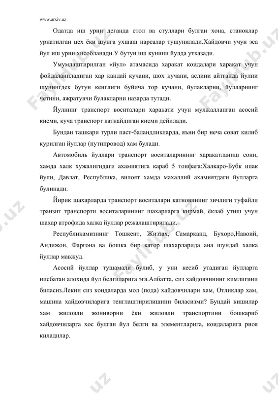 йдагиларга амал килиши мажбур.3.6-хайдовчиларга куйидагилар такикланиши ман килинади.