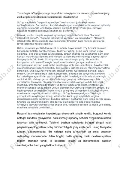 raqamli iqtisodiyot haqida maqola — DOCX